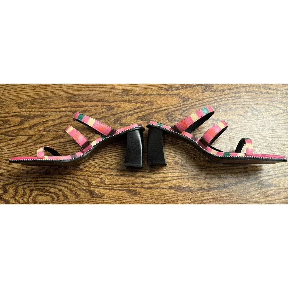 Anthropologie Caverley Women Nora Mule Pink Stripe Heels Shoes Size EU 41/US‎ 9